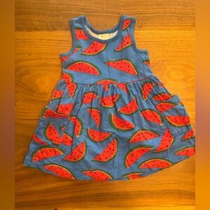 Hanna Andersson Blue Dress with Watermelon Print play dress with pockets, 2T